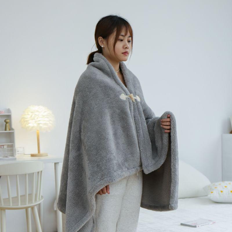 Ear Hooded Plain Fleece Toggle Cape Product Image
