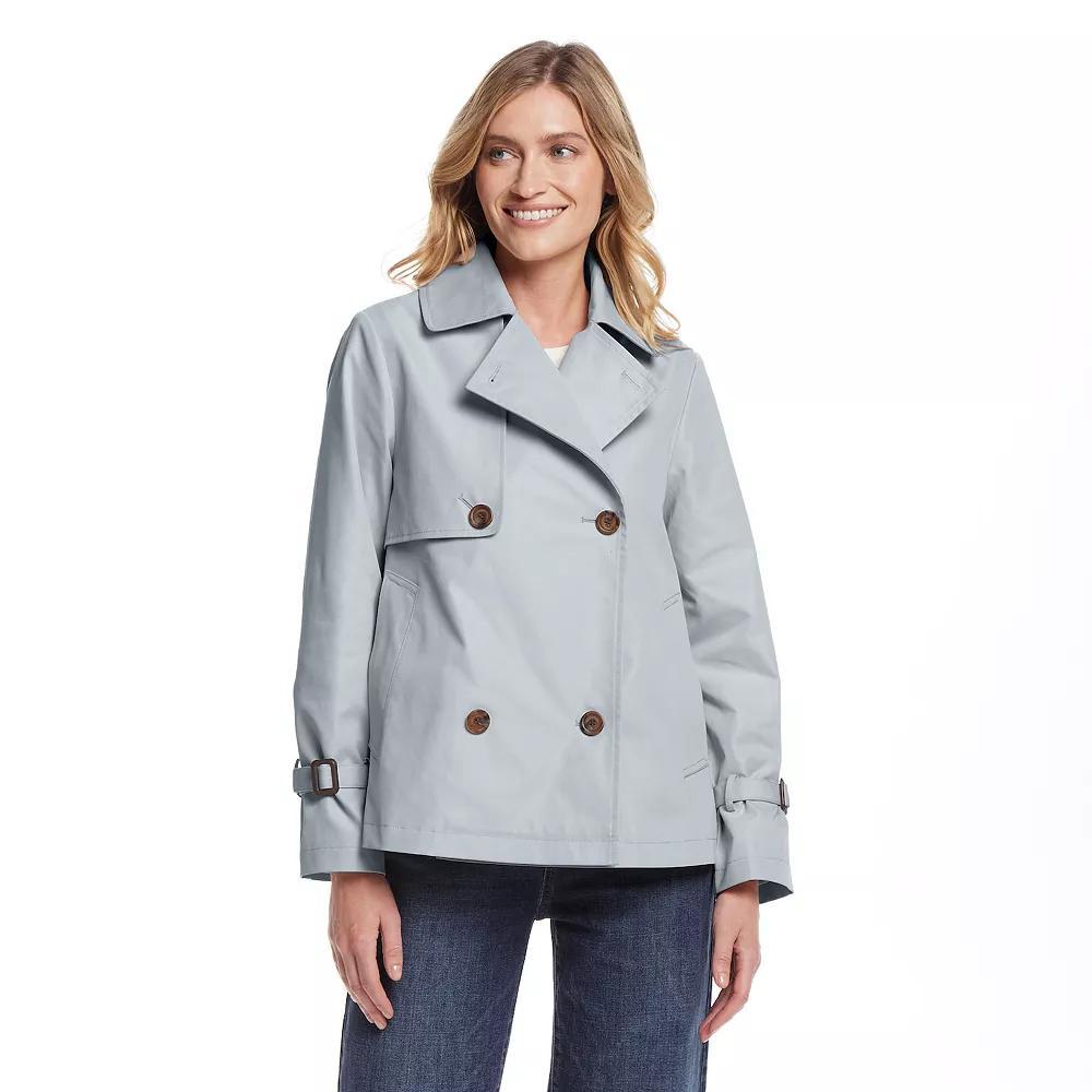 Women's Weathercast Double Breasted A-Line Trench Coat, Size: Small, Gray Product Image