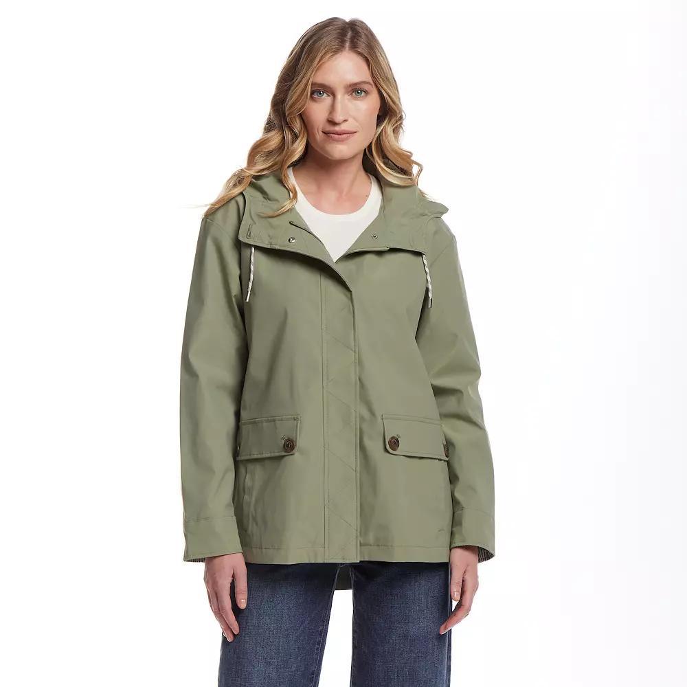 Women's Weathercast Hooded Rain Jacket, Size: Large, Green Product Image