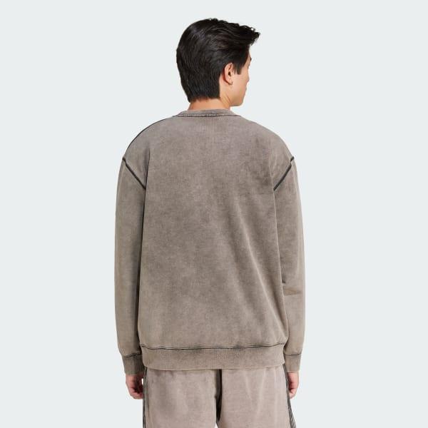 adidas Premium Essentials Retro Washed Crew Sweatshirt Black XS Mens Product Image
