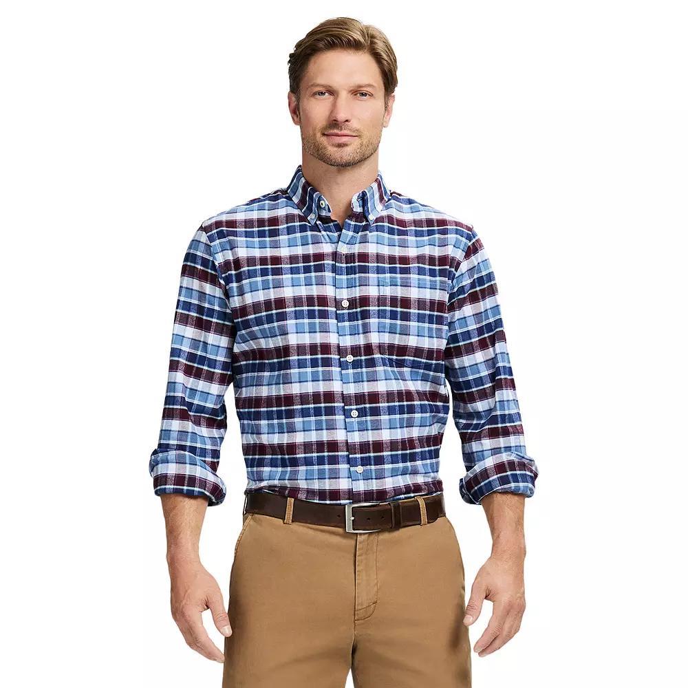 Men's IZOD Oxford Woven Long Sleeve Button-Down Shirt, Size: XL, Dark Red Plaid Product Image