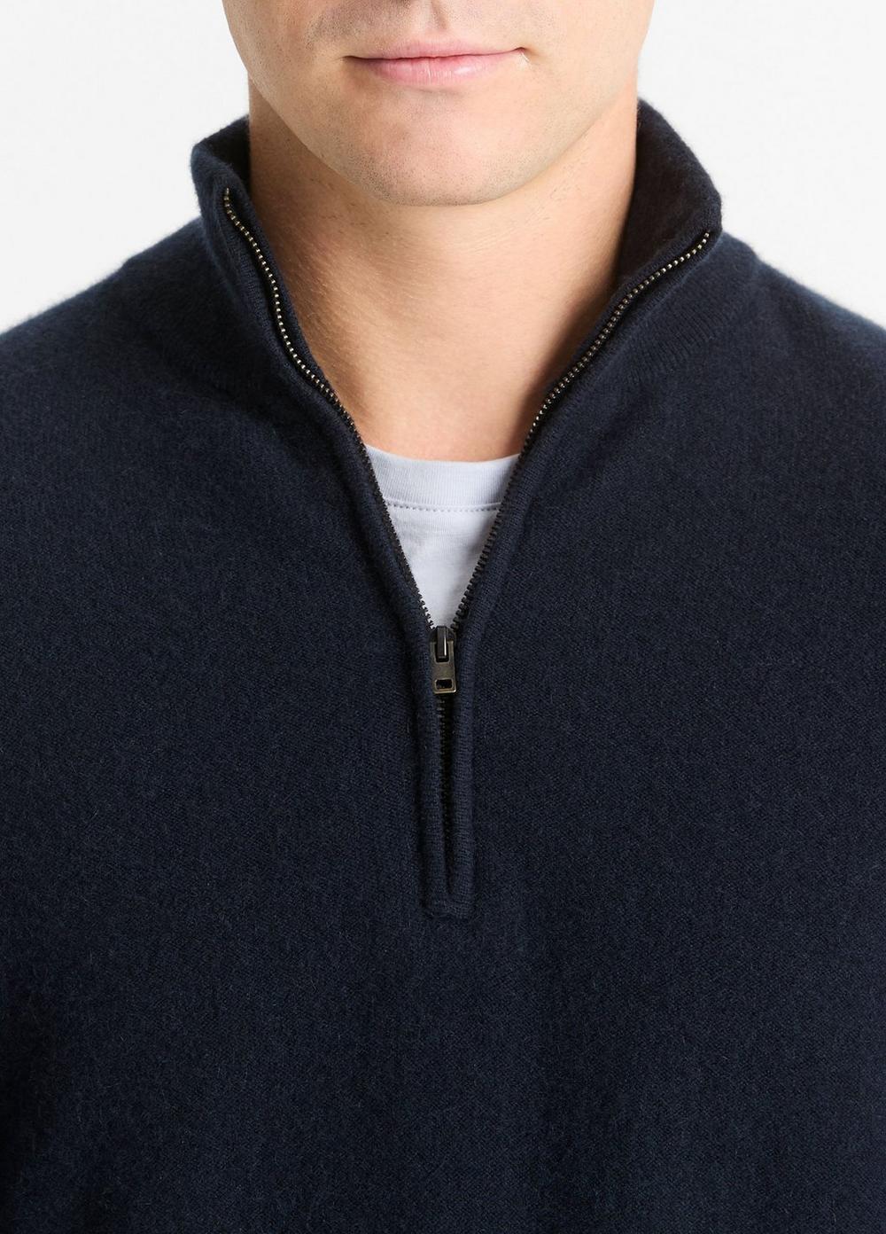 Mens Plush Cashmere Quarter-Zip Sweater, Beluga Blue, Size M Vince Product Image