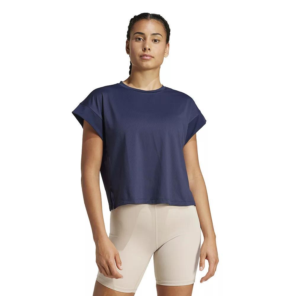 Women's adidas Cropped Studio Tee, Size: Small, Legend Ink Product Image