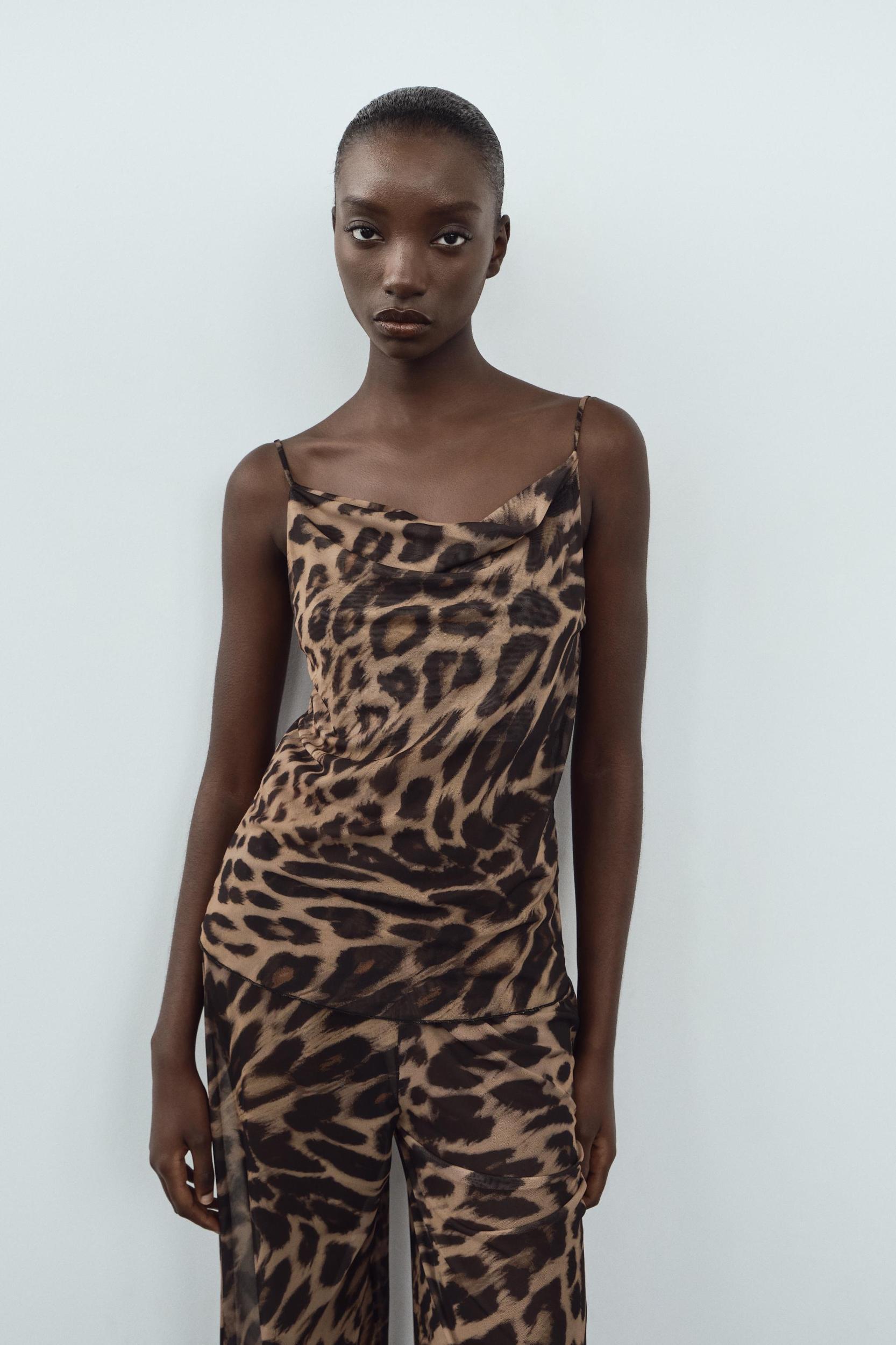 ANIMAL PRINT LINGERIE-STYLE TOP Product Image