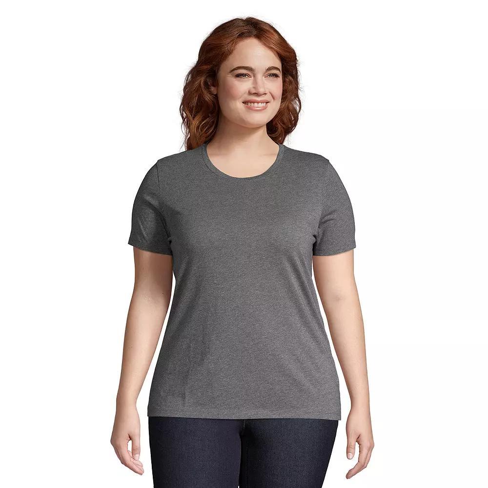 Plus Size Lands' End Relaxed Supima Cotton Crewneck Tee, Women's, Size: 3XL, White Product Image