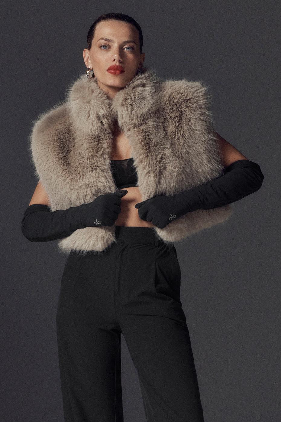 Alo Yoga | Opulent Faux Fur Cropped Vest Beige Product Image