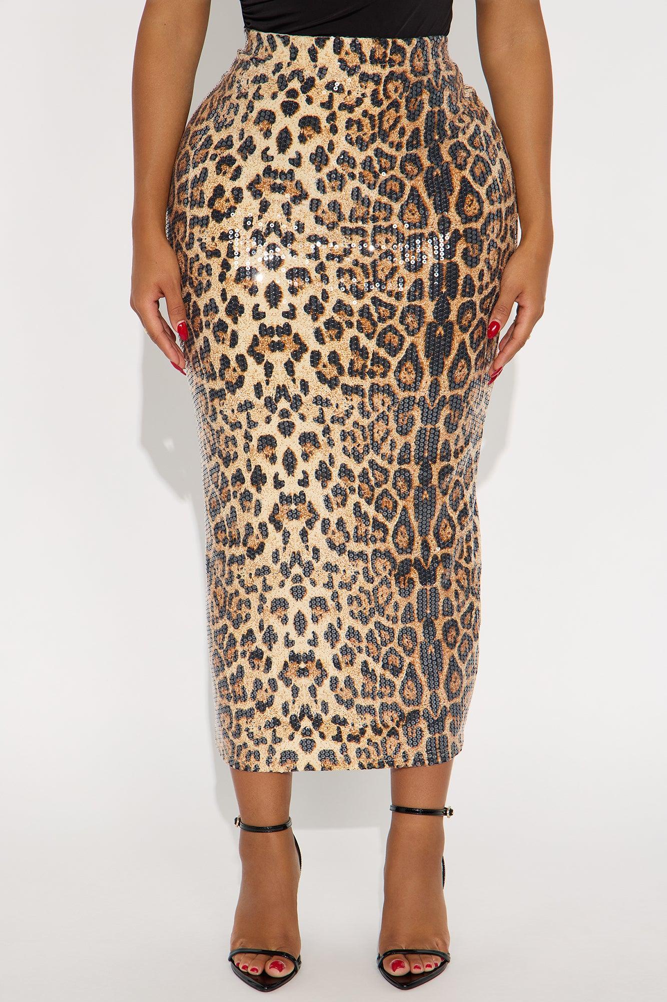 Making A Statement Sequin Leopard Maxi Skirt - Leopard Product Image