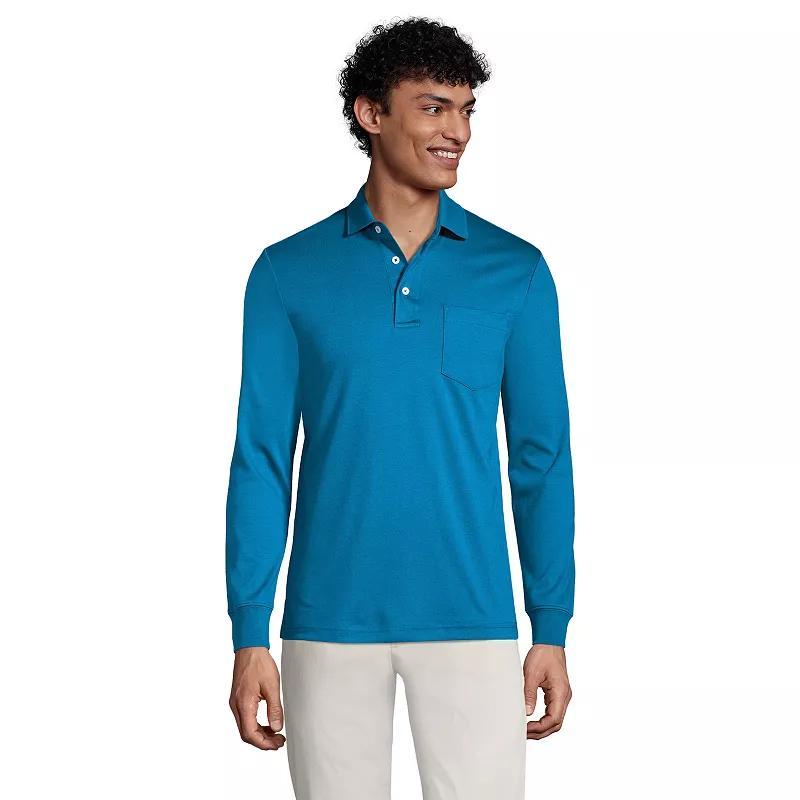 Men's Lands' End Classic-Fit Super Soft Supima Pocket Polo, Size: XL, White Product Image