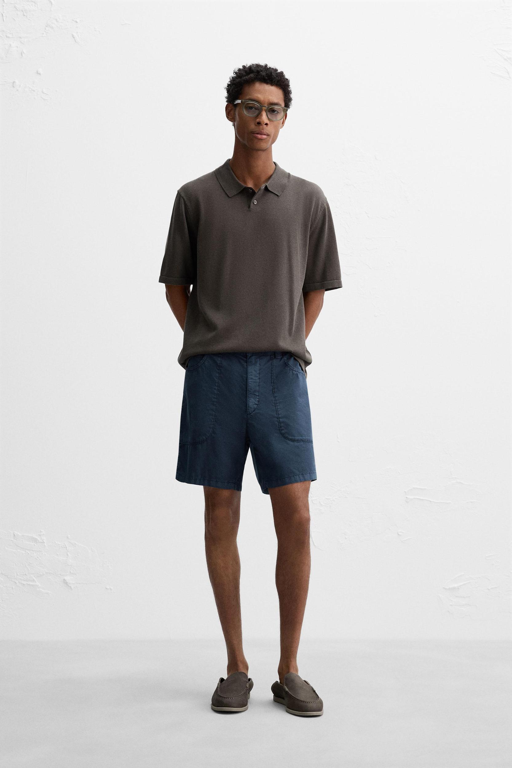 COTTON BLEND KNIT POLO SHIRT Product Image