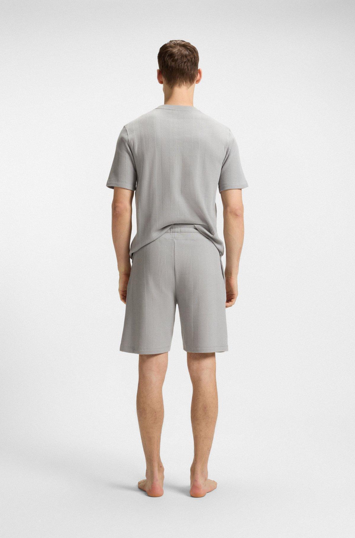 BOSS - Cotton-blend shorts in knitted jacquard - Light Grey Product Image