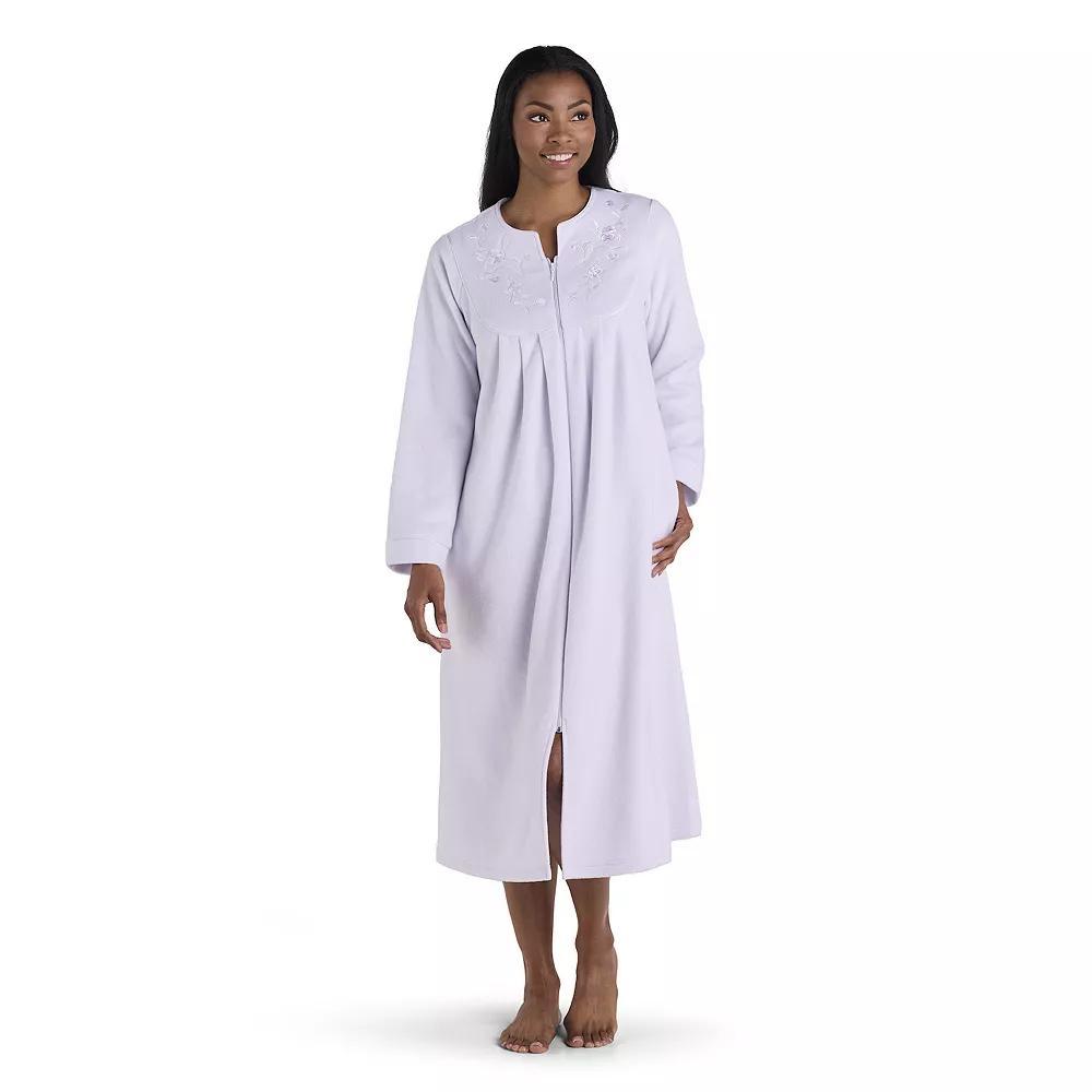 Women's Miss Elaine Essentials Micro Fleece Long Zip Robe, Size: Large, Purple Product Image