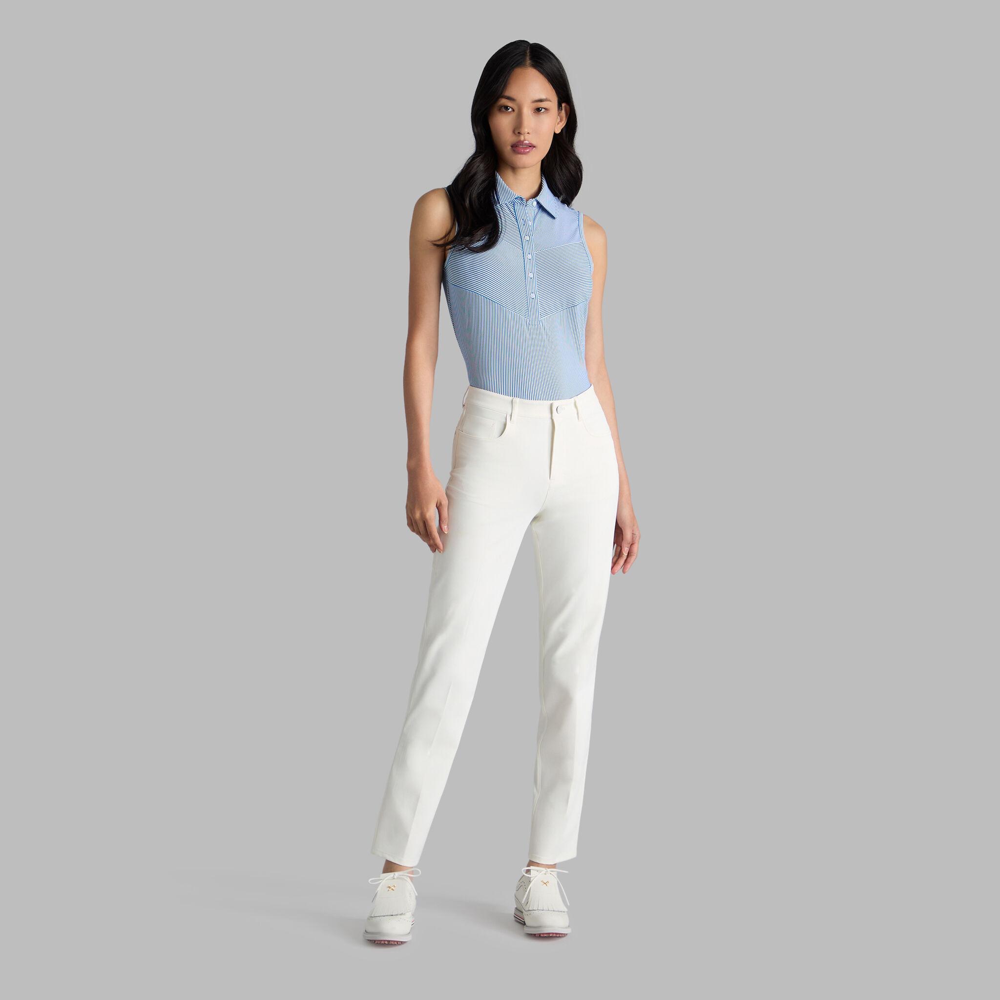 FINE TECH ENGINEERED STRIPE SLEEVELESS POLO Product Image