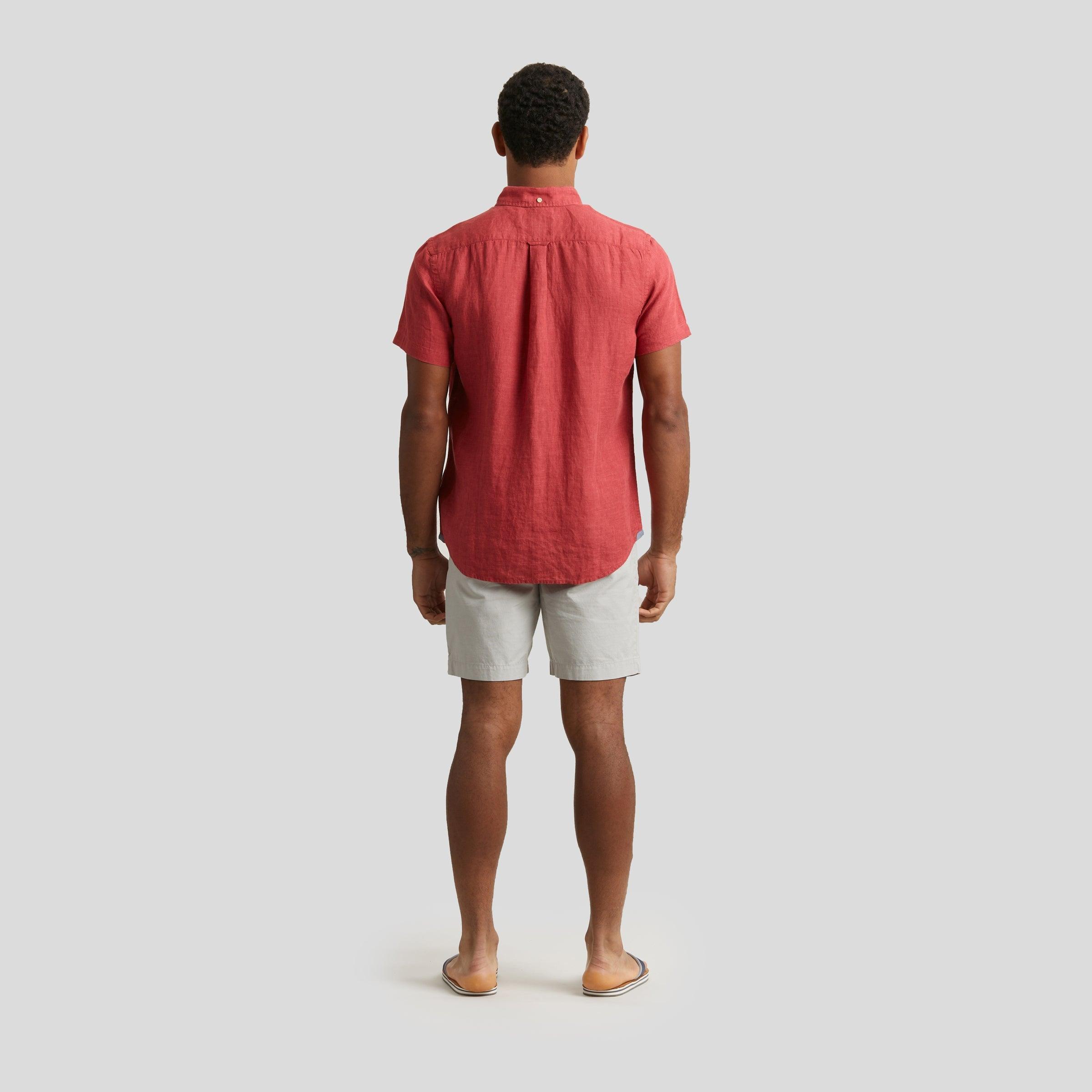 Paloma Sun Washed Linen Short Sleeve Shirt - Red (Final Sale)* Product Image