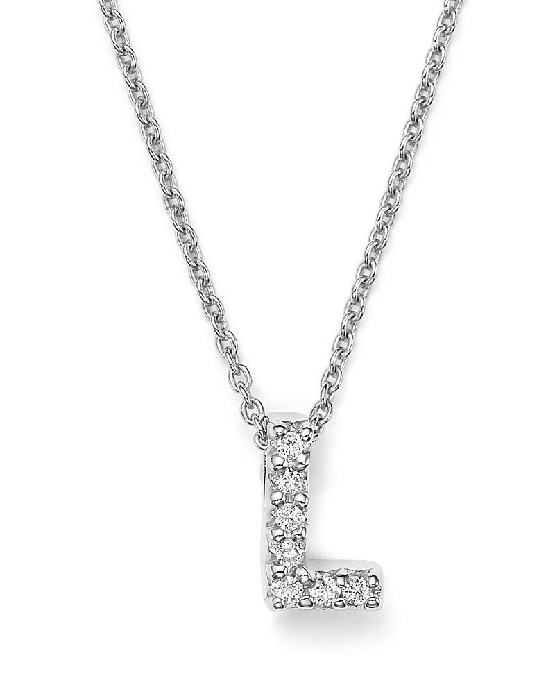 Roberto Coin 18K White Gold Initial Love Letter Pendant Necklace with Diamonds, 16 Product Image