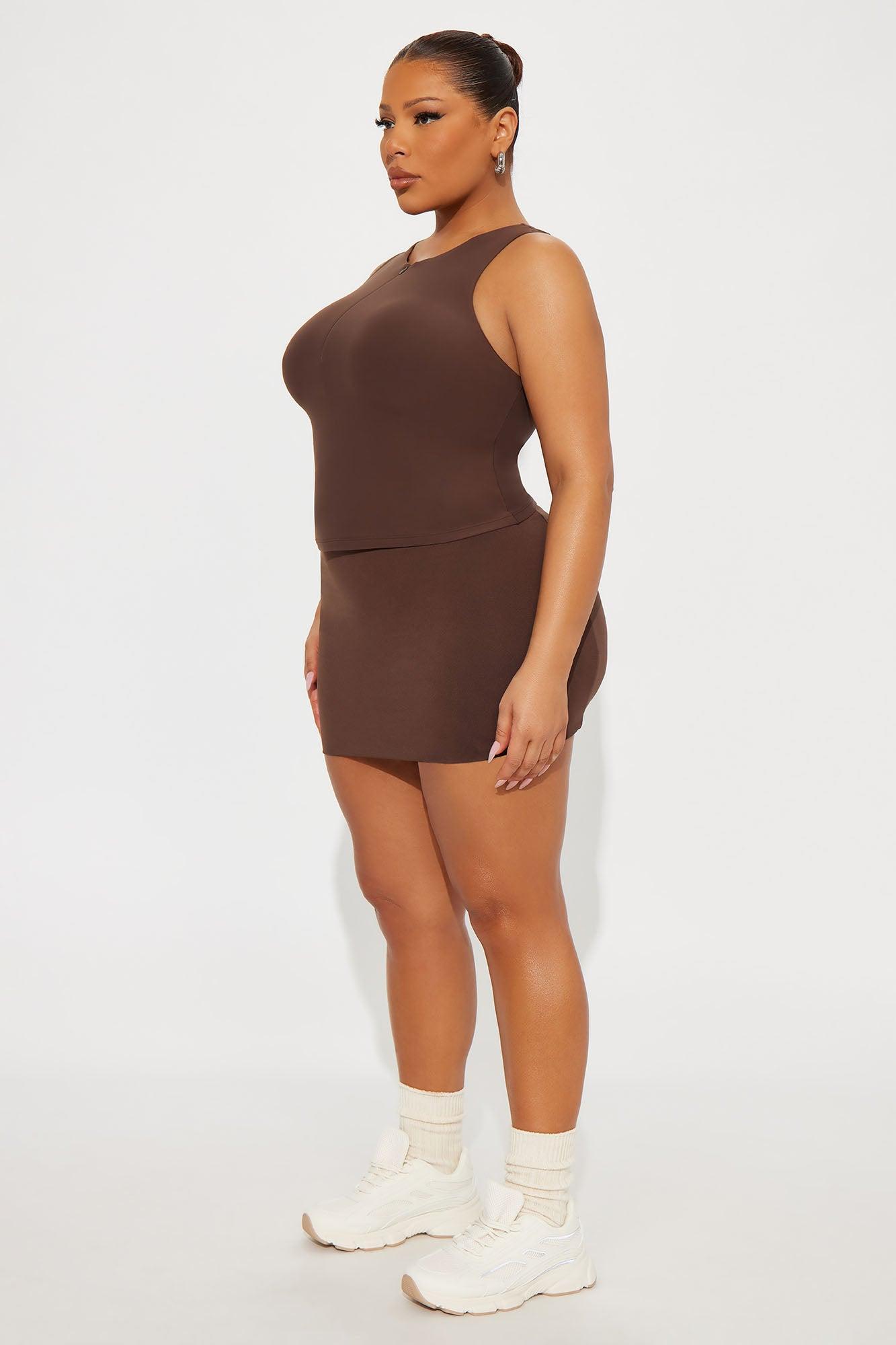 Second Skin Double Lined Zip Front Tank - Chocolate Product Image