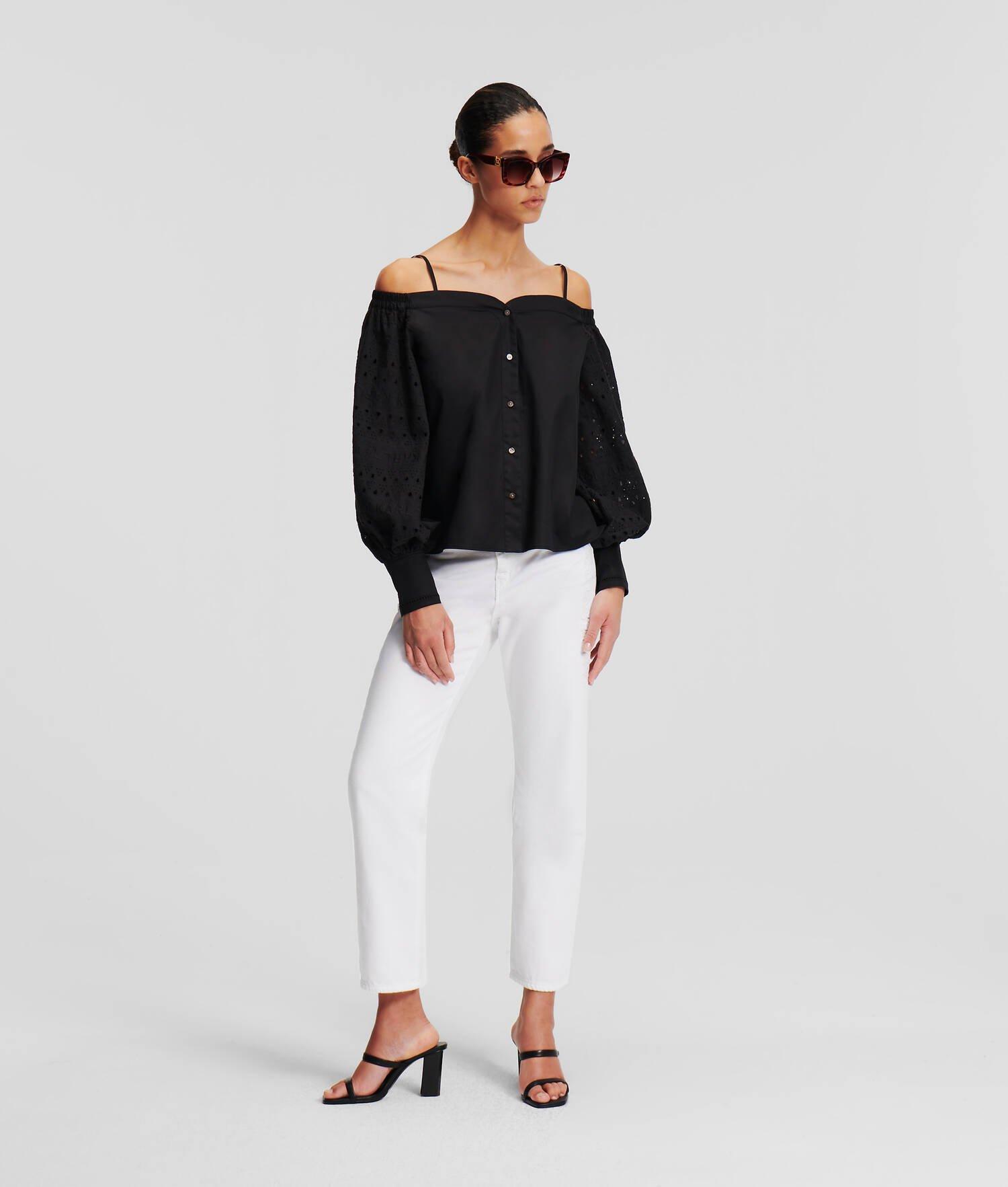 BRODERIE ANGLAISE OFF-SHOULDER SHIRT Product Image