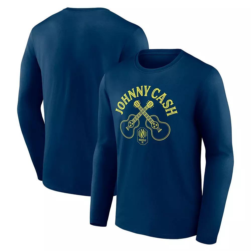 Men's Fanatics Branded  Navy Nashville SC x Johnny Cash Guitar Long Sleeve T-Shirt, Size: Large, Mls Blue Product Image