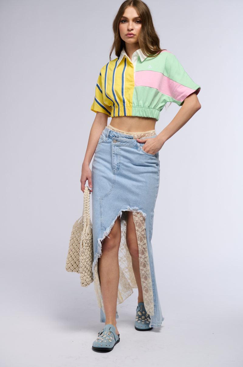 DONT LOOK BACK CROP COLLARED TEE Product Image