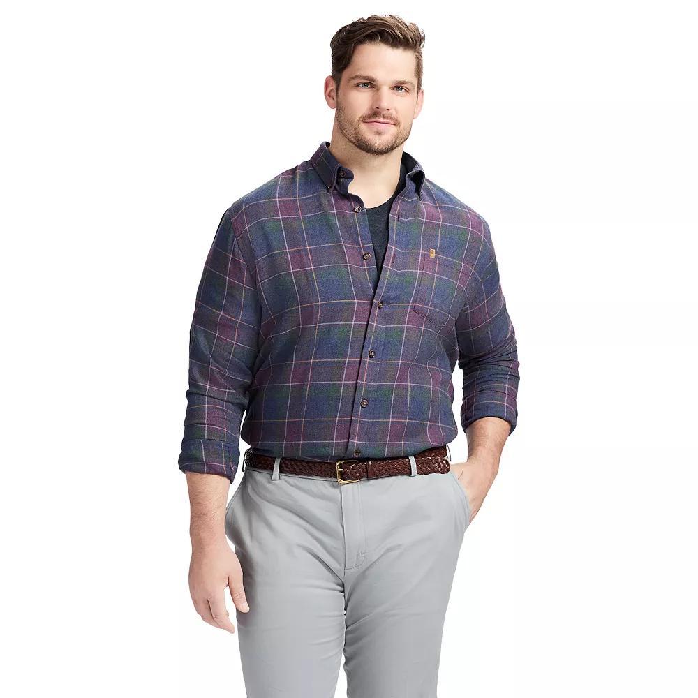 Big & Tall IZOD Stratton Flannel Long Sleeve Button Down Shirt, Men's, Size: 3XB, Bijou Blue Product Image