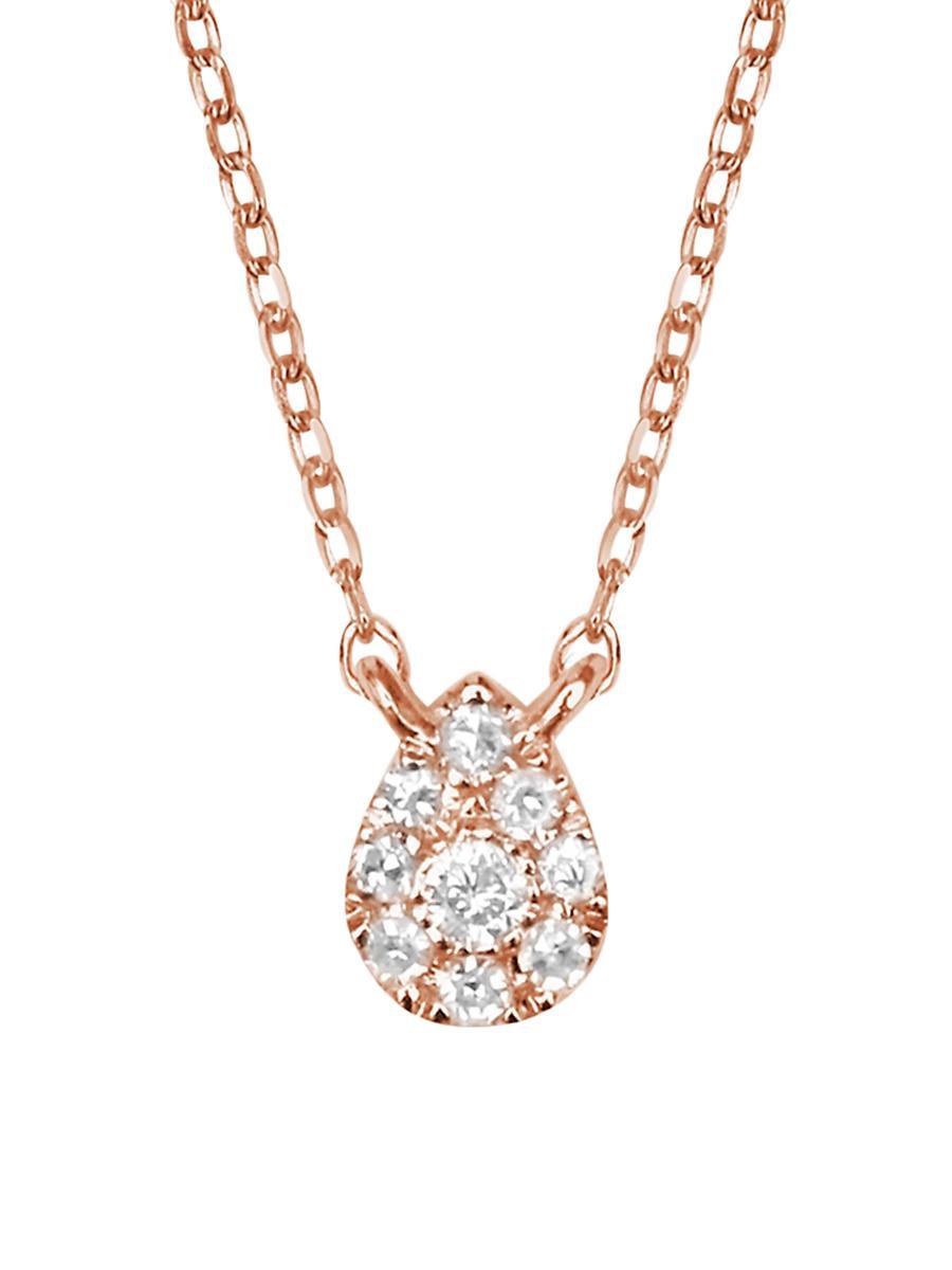 Womens Magic Touch 18K Rose Gold & Diamond Pear Pendant Necklace Product Image