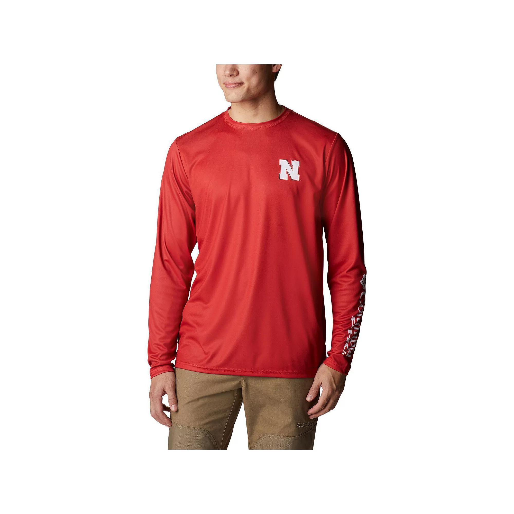 Men's Columbia Scarlet Nebraska Huskers Terminal Shot Omni-Shade Omni-Wick Long Sleeve T-Shirt, Size: 2XL, Red Product Image