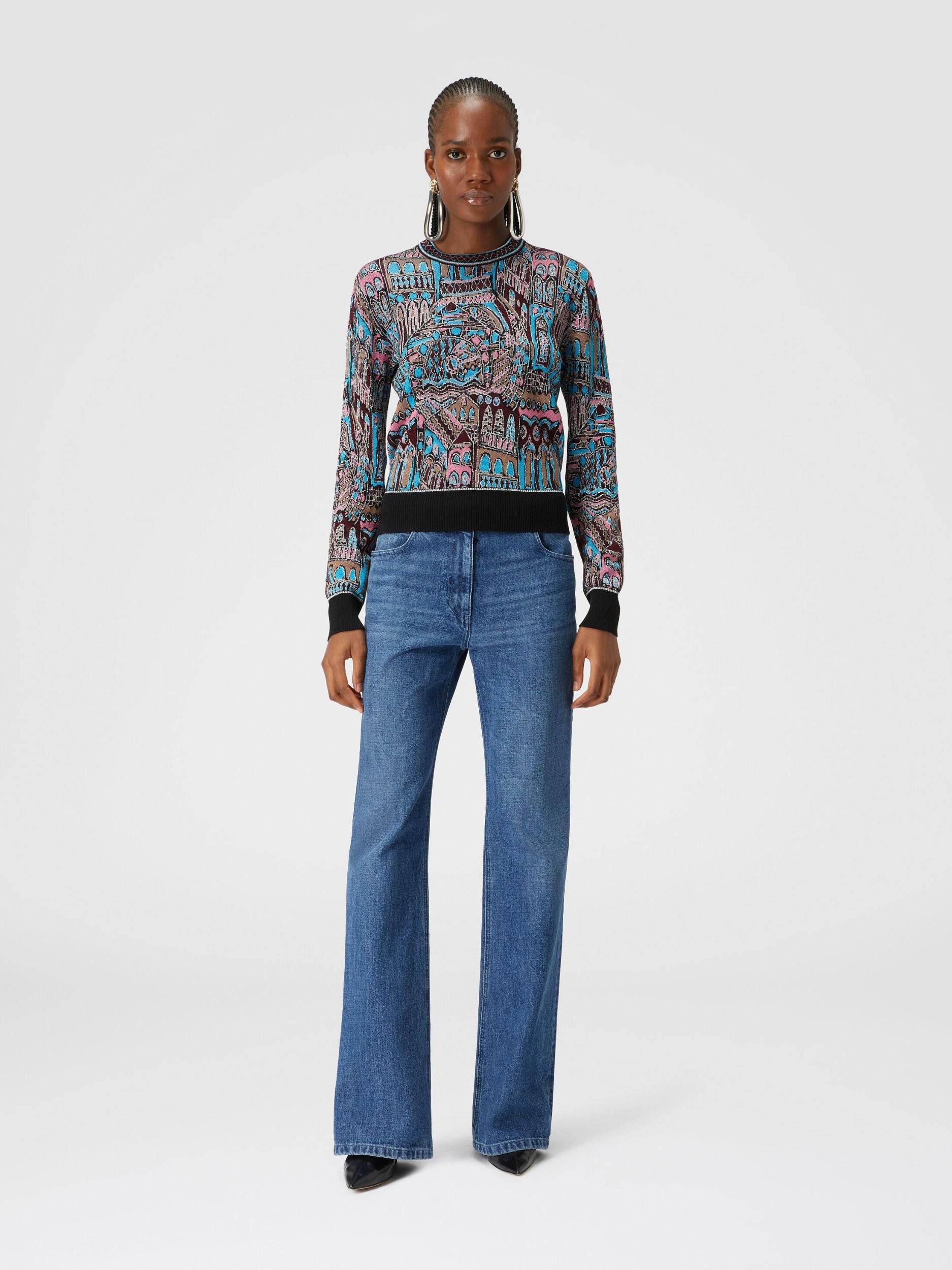 Crewneck pullover in wool and viscose with Venezia motif Product Image