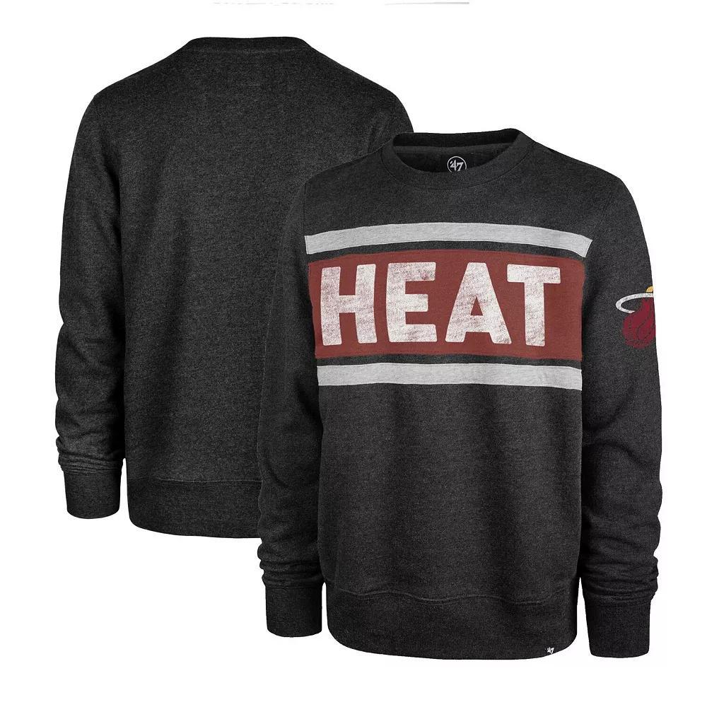Men's '47 Heather Black Miami Heat Tribeca Emerson Pullover Sweatshirt, Size: XL, Charco Product Image