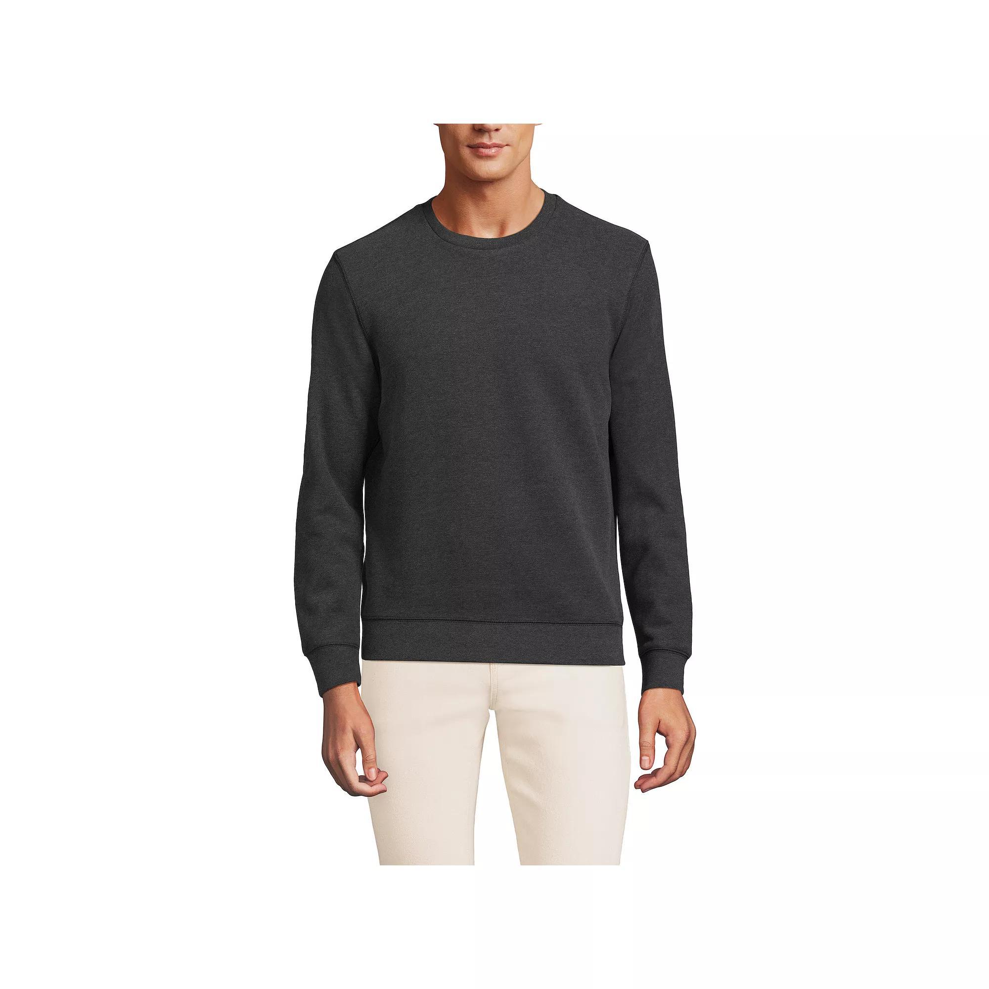 Men's Lands' End Long Sleeve Serious Sweats Crew Sweatshirt, Size: Medium, Dark Grey Heather Product Image