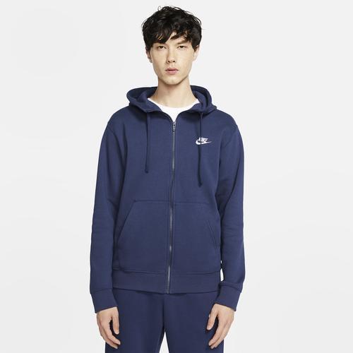 Mens Nike Sportswear Club Fleece Full-Zip Hoodie Black Navy White Product Image