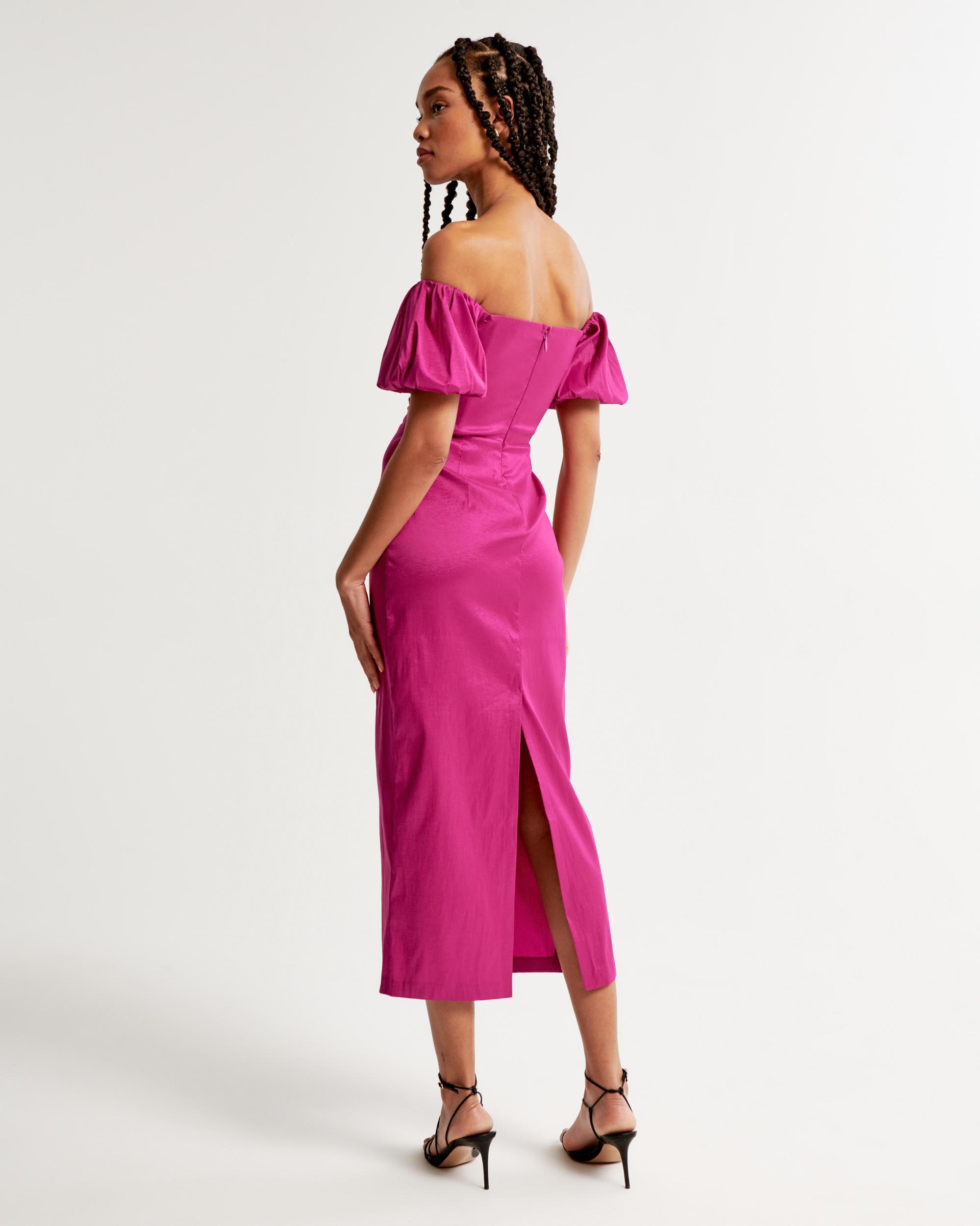Taffeta Off-The-Shoulder Midi Dress Product Image