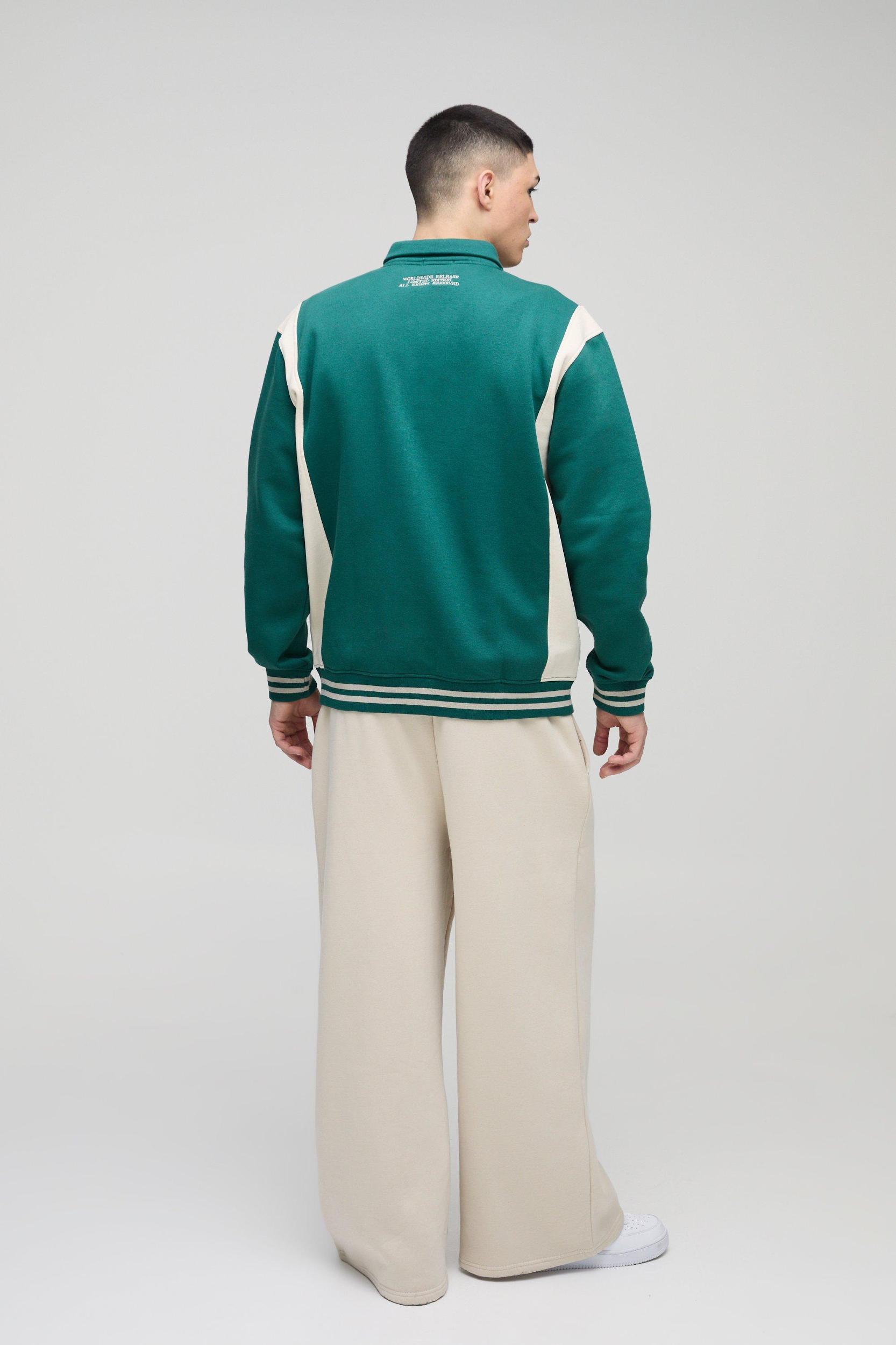 Oversized BM Signature Colour Block Jersey Jacket | boohooMAN USA Product Image
