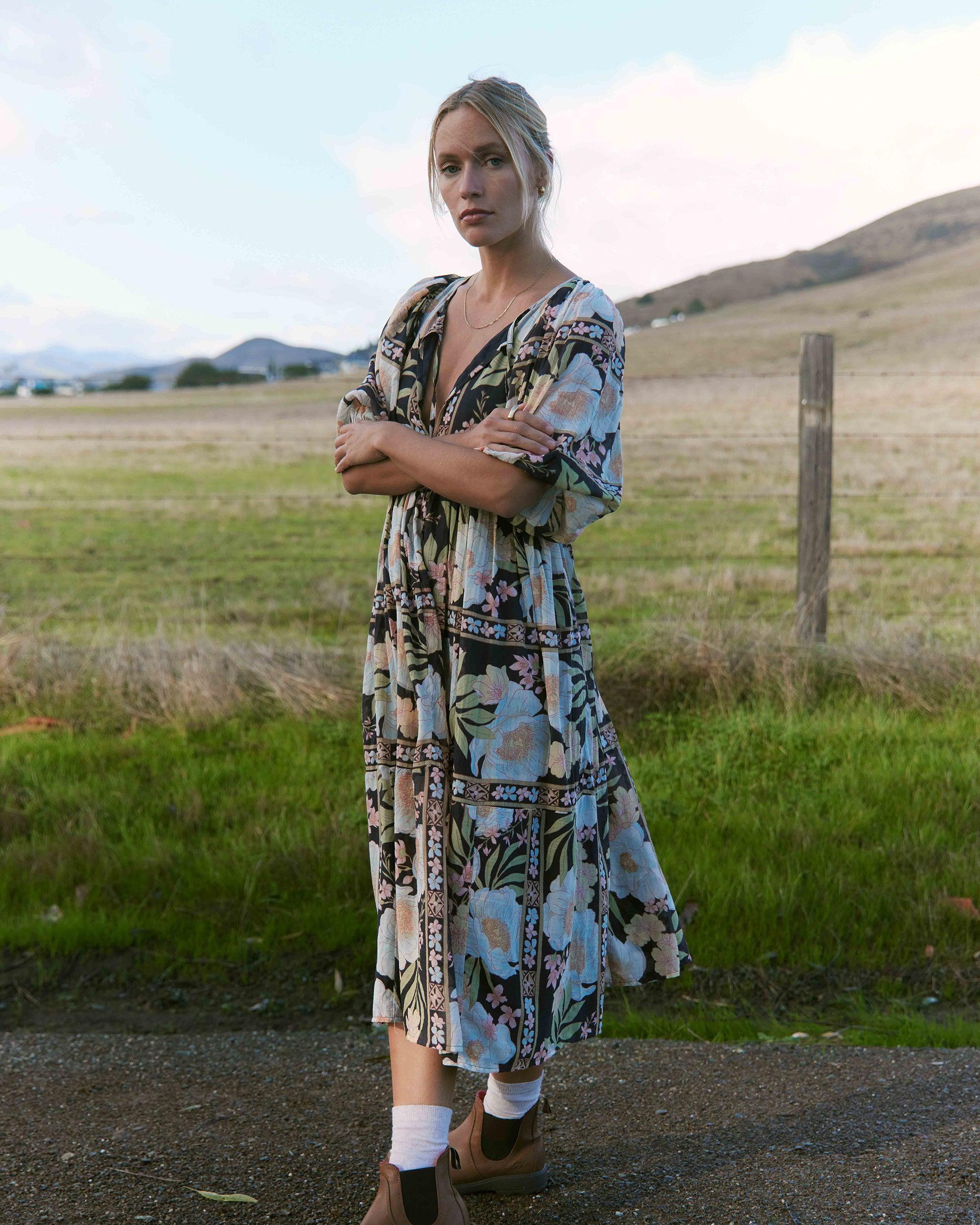 Lost Cove Midi Dress - Black Sands Female Product Image