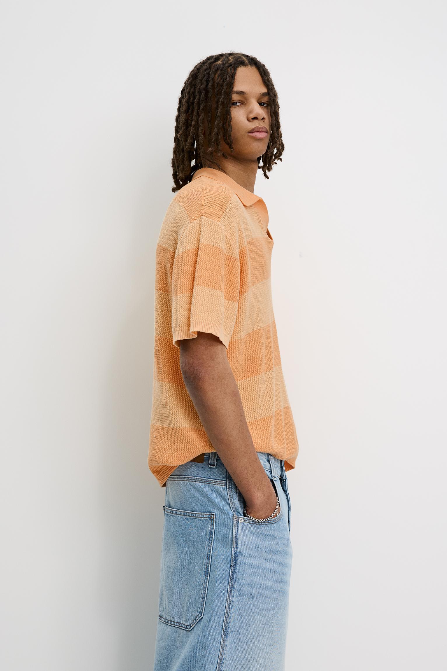 Textured striped polo shirt Product Image