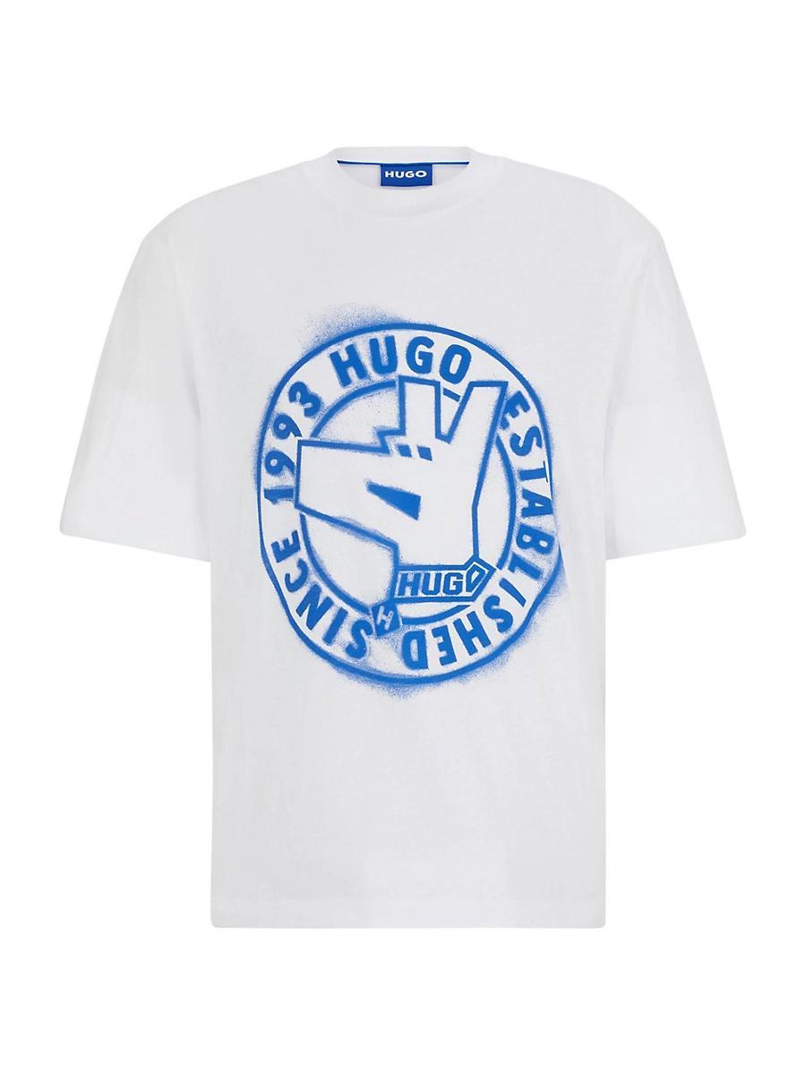Mens Cotton-Jersey Regular-Fit T-Shirt with Signature Artwork Product Image