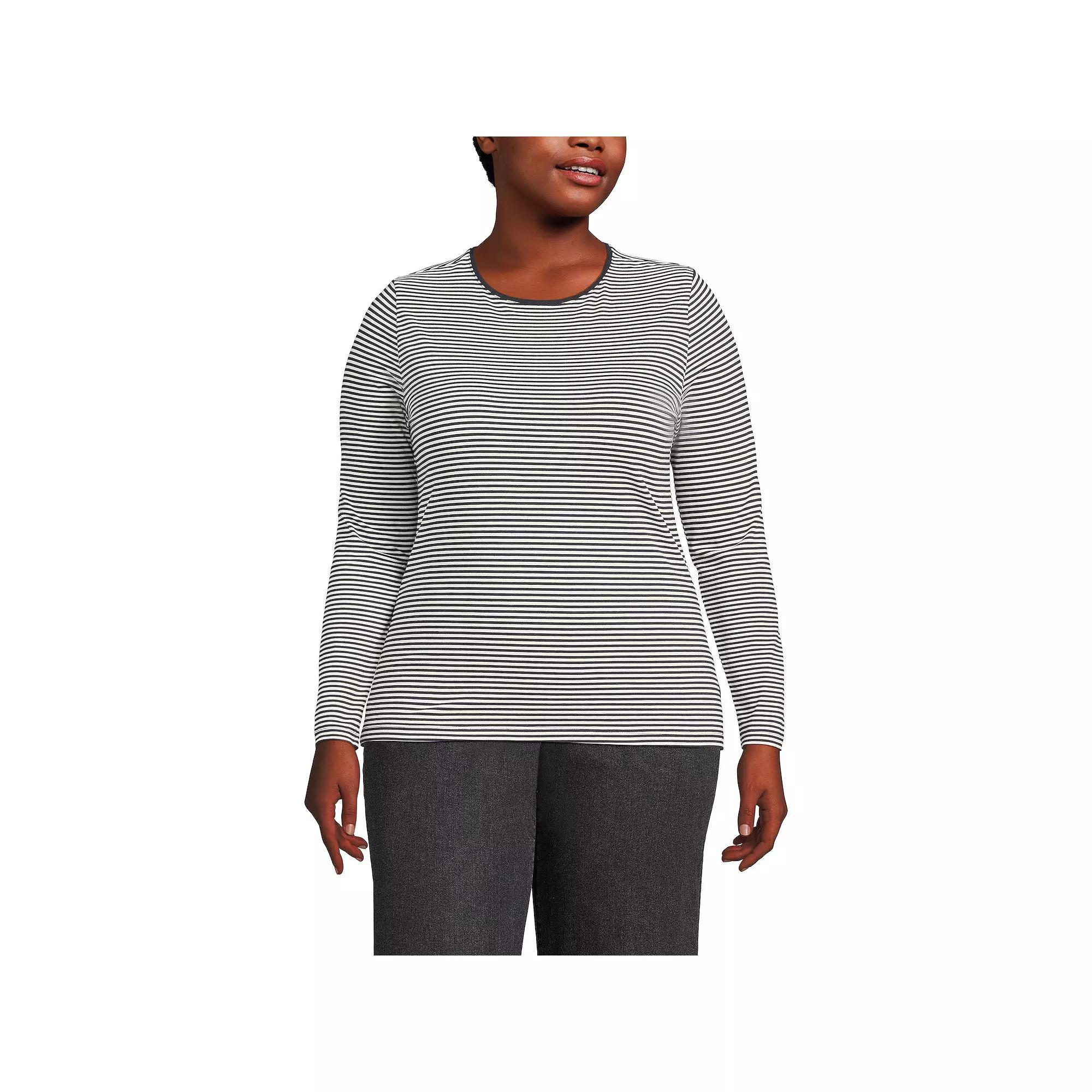Plus Size Lands' End Long Sleeve Lightweight Jersey Crewneck Top, Women's, Size: 3XL, Light Cornflower Product Image