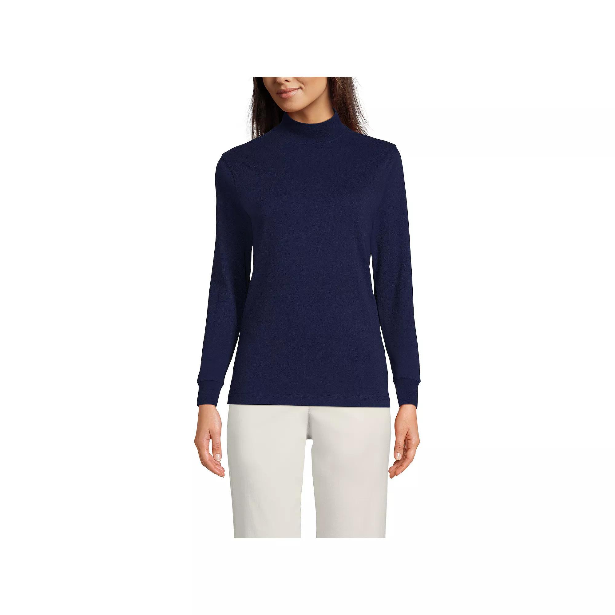 Women's Lands' End Relaxed Mockneck Top, Size: Small, Deep  Blue Product Image