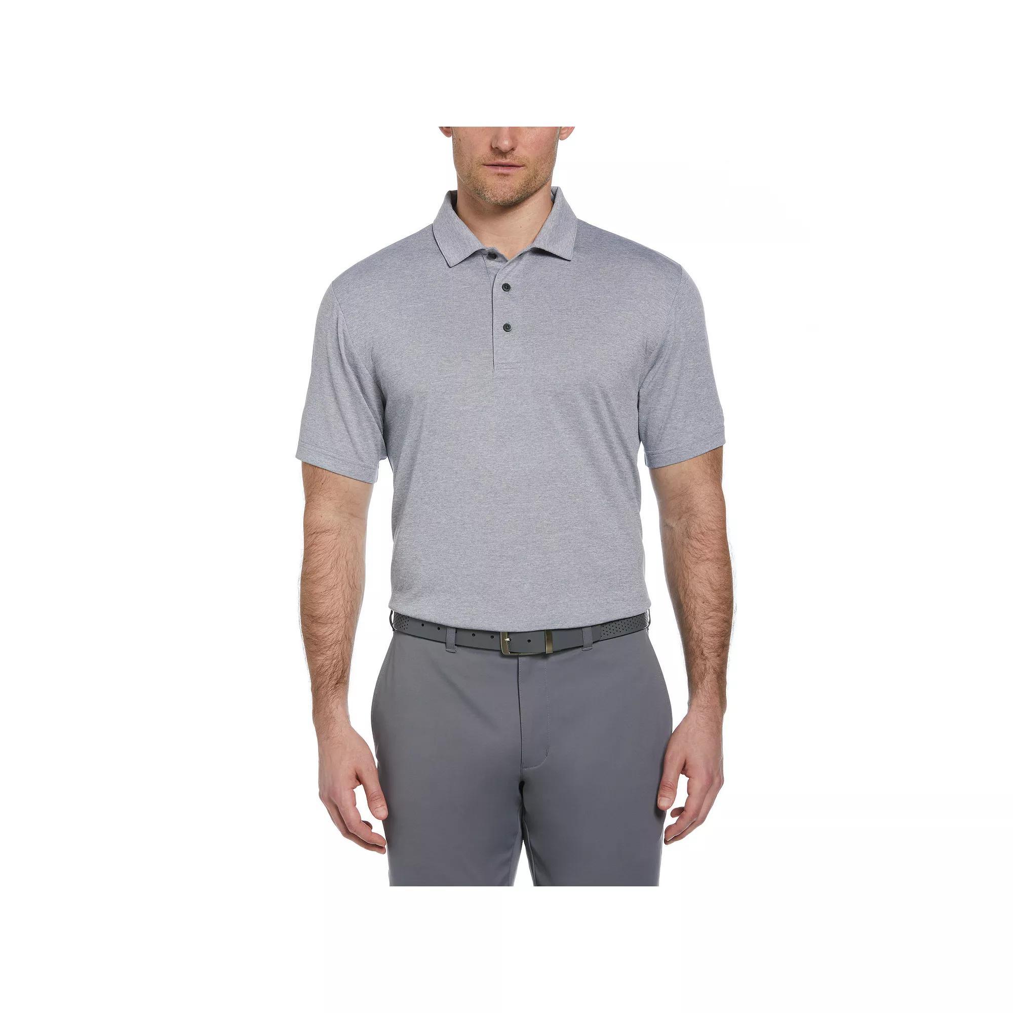Men's Grand Slam Regular Fit Self Collar Heather Golf Polo, Size: Large, Grey Grey Product Image