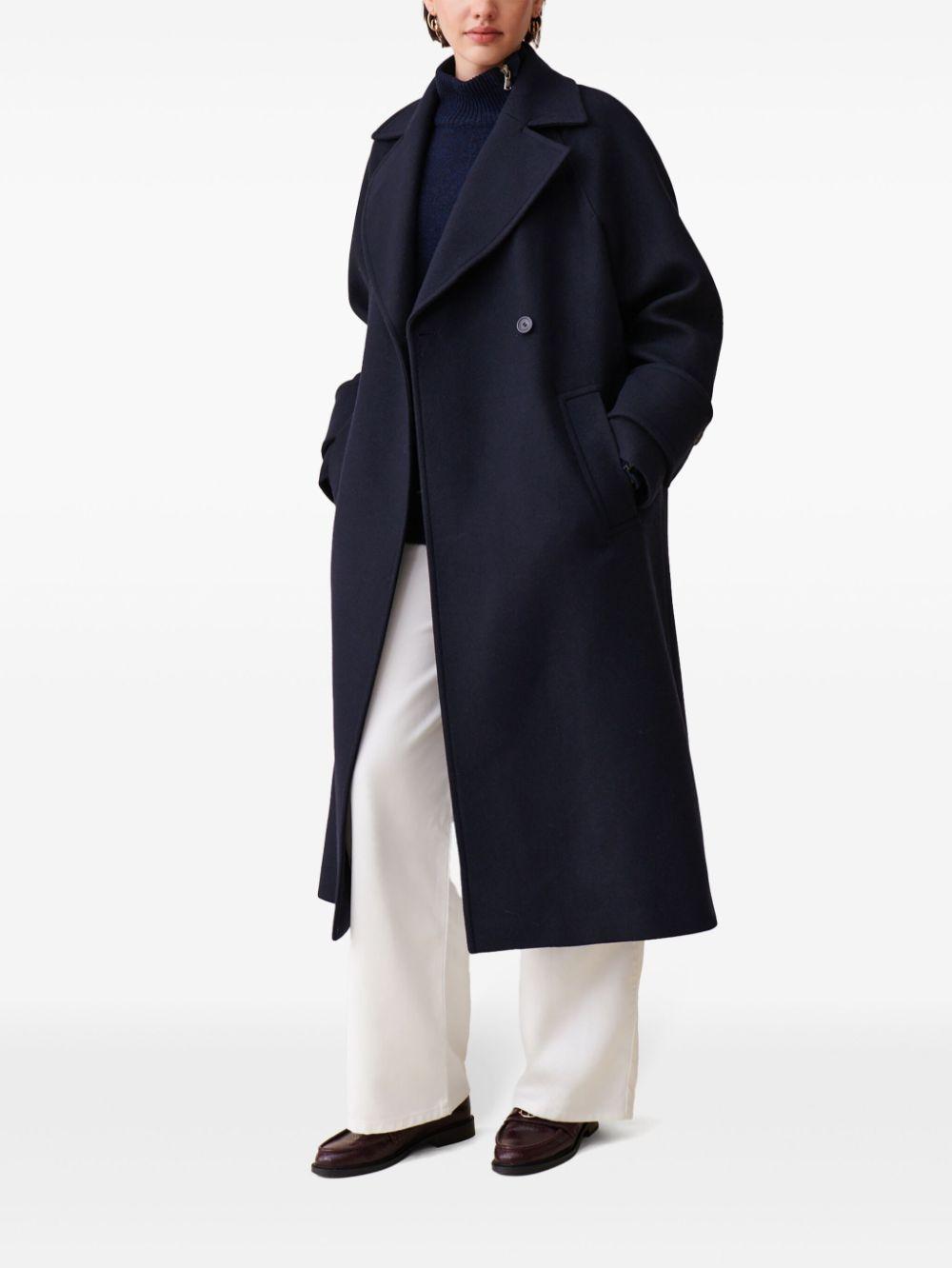 peak-lapels belted double-breasted coat Product Image
