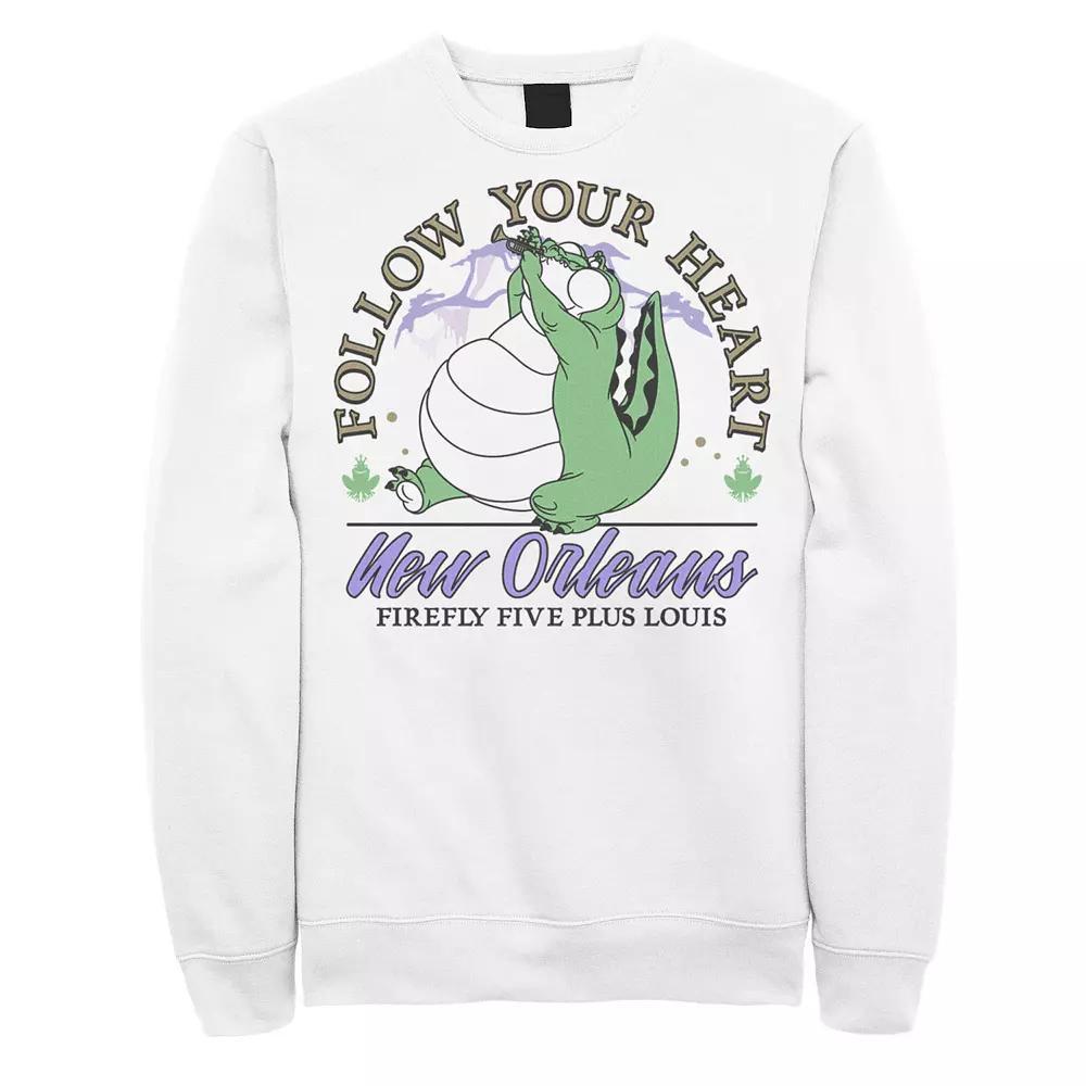 Men's Disney Princess And The Frog Louis Follow Your Heart Sweatshirt, Size: XXL, White Product Image