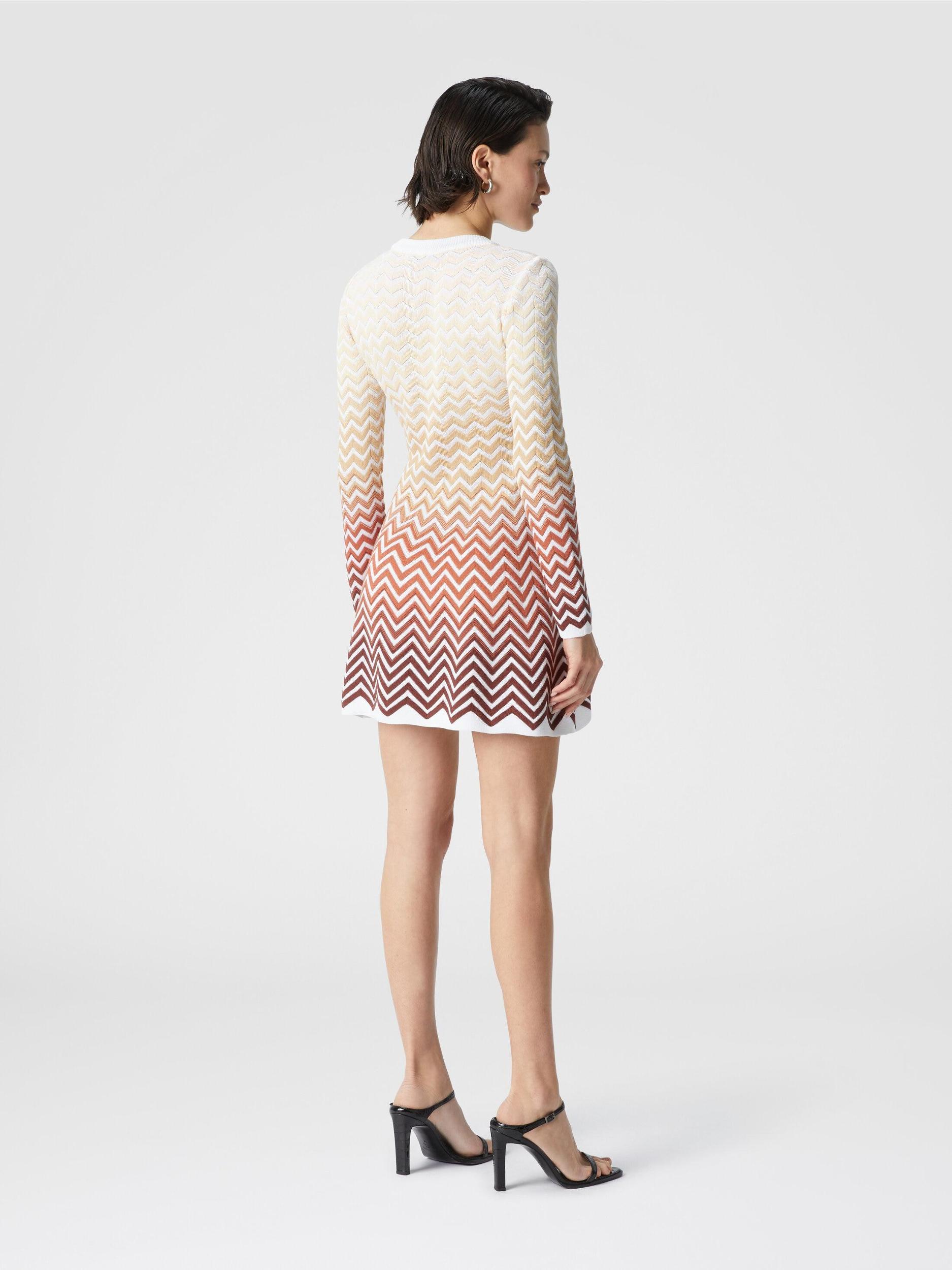 Flared mini-dress with dégradé chevron motif Product Image