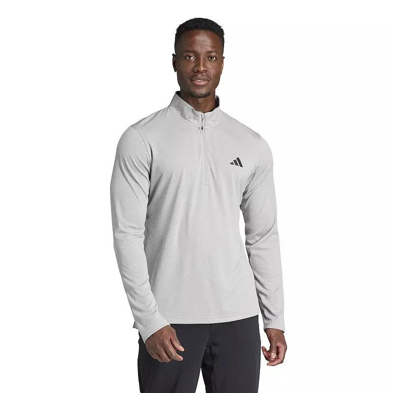 Men's adidas Train Essentials Quarter-Zip Pullover, Size: Medium, Medium Gray Grey Product Image