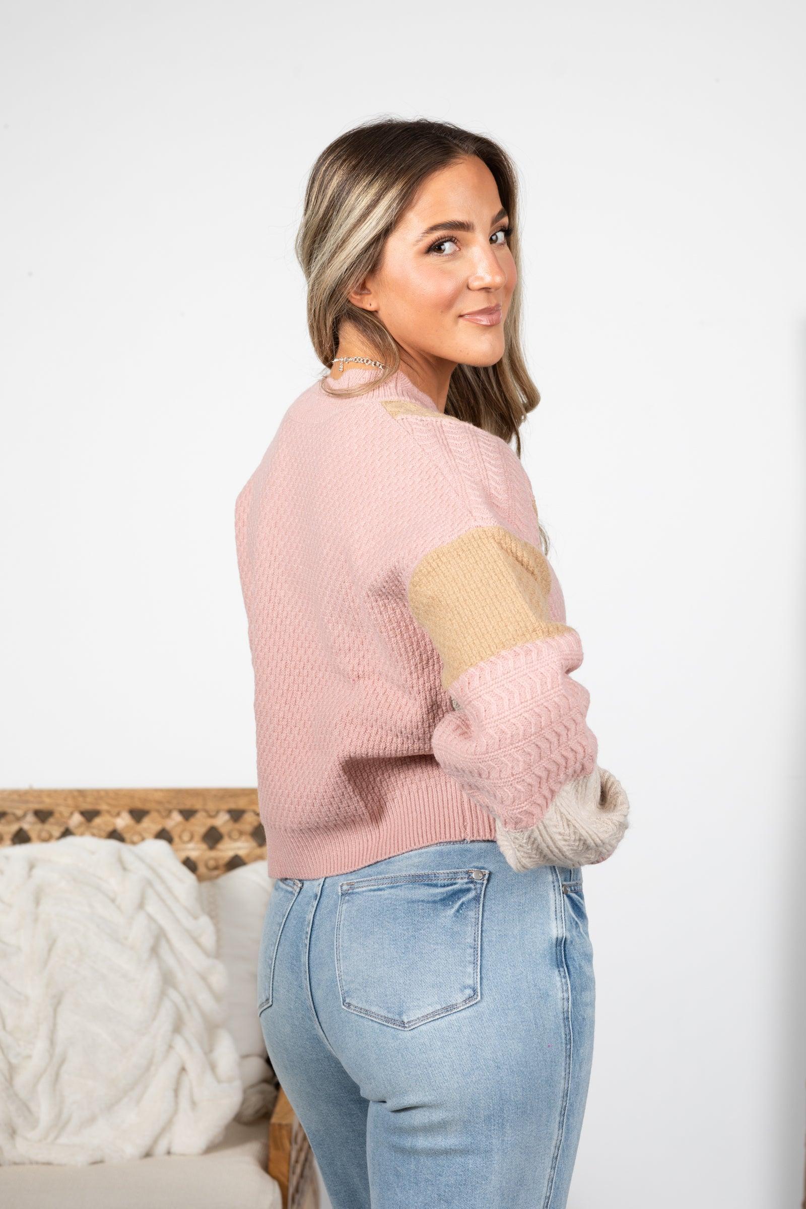 Colorblock Button Down Textured Knit Cardigan Product Image