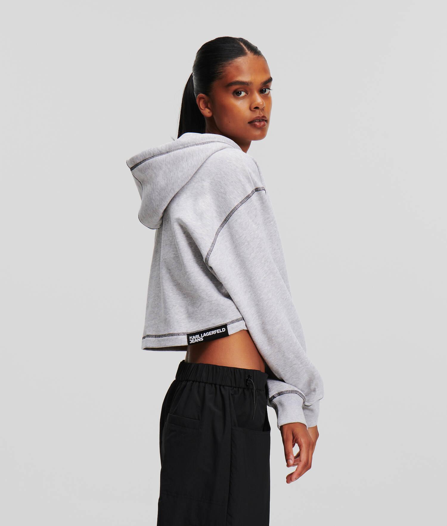 KLJ CONTRAST STITCH CROPPED HOODIE Product Image