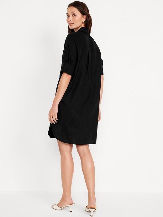 Linen-Blend Shirt Dress Product Image