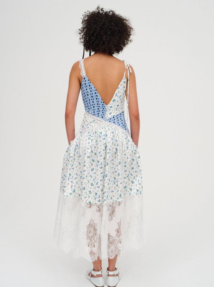 Colby Patchwork Midi Dress — Blue Product Image