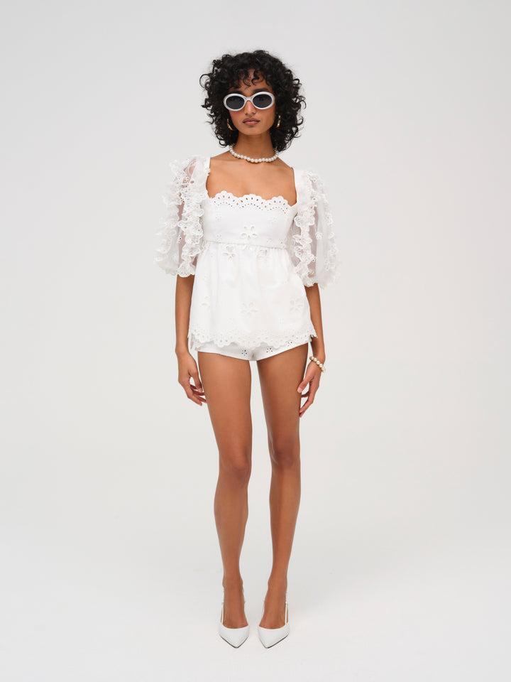 Daisy Eyelet Top — White Product Image