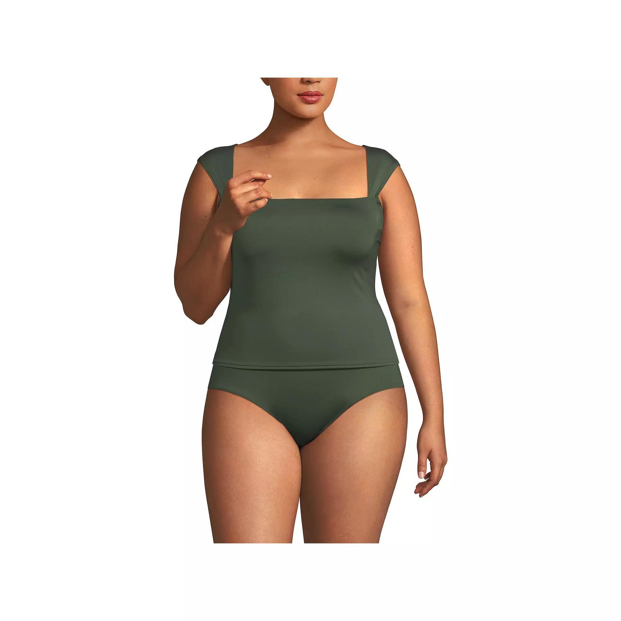 Lands' End Womens Square Neck Underwire Square Back Tankini Swimsuit Top in Rich Olive Green at Nordstrom, Size 16W Product Image