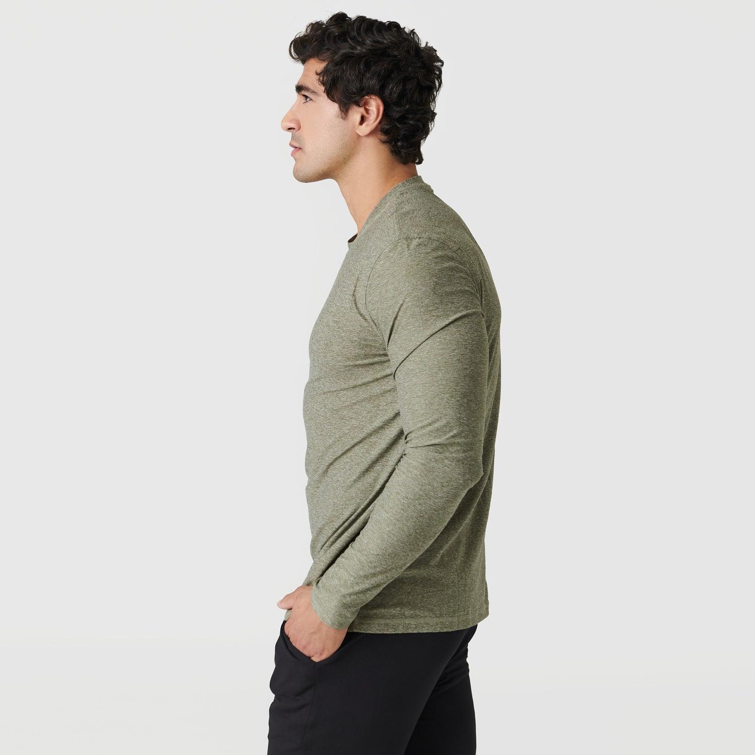 Heather Military Green Active Long Sleeve Crew T-Shirt Product Image