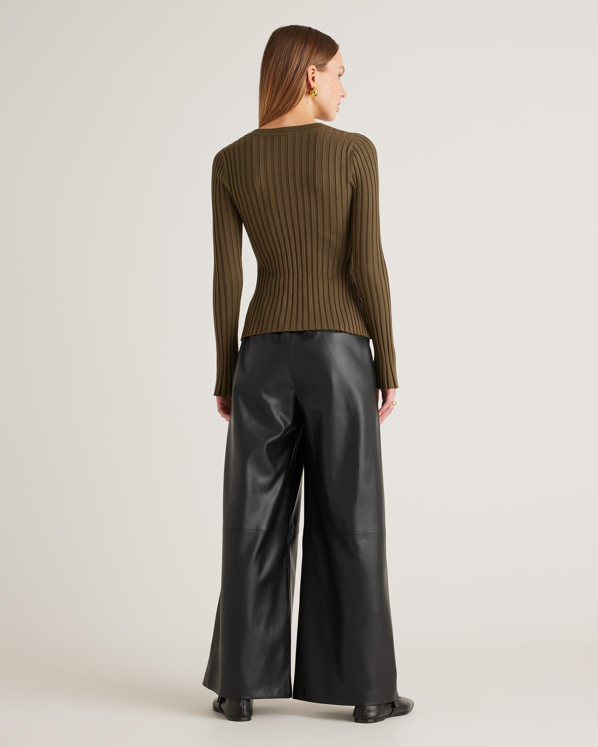 Quince | Women's Cotton Cashmere Ribbed Long Sleeve Sweater Product Image