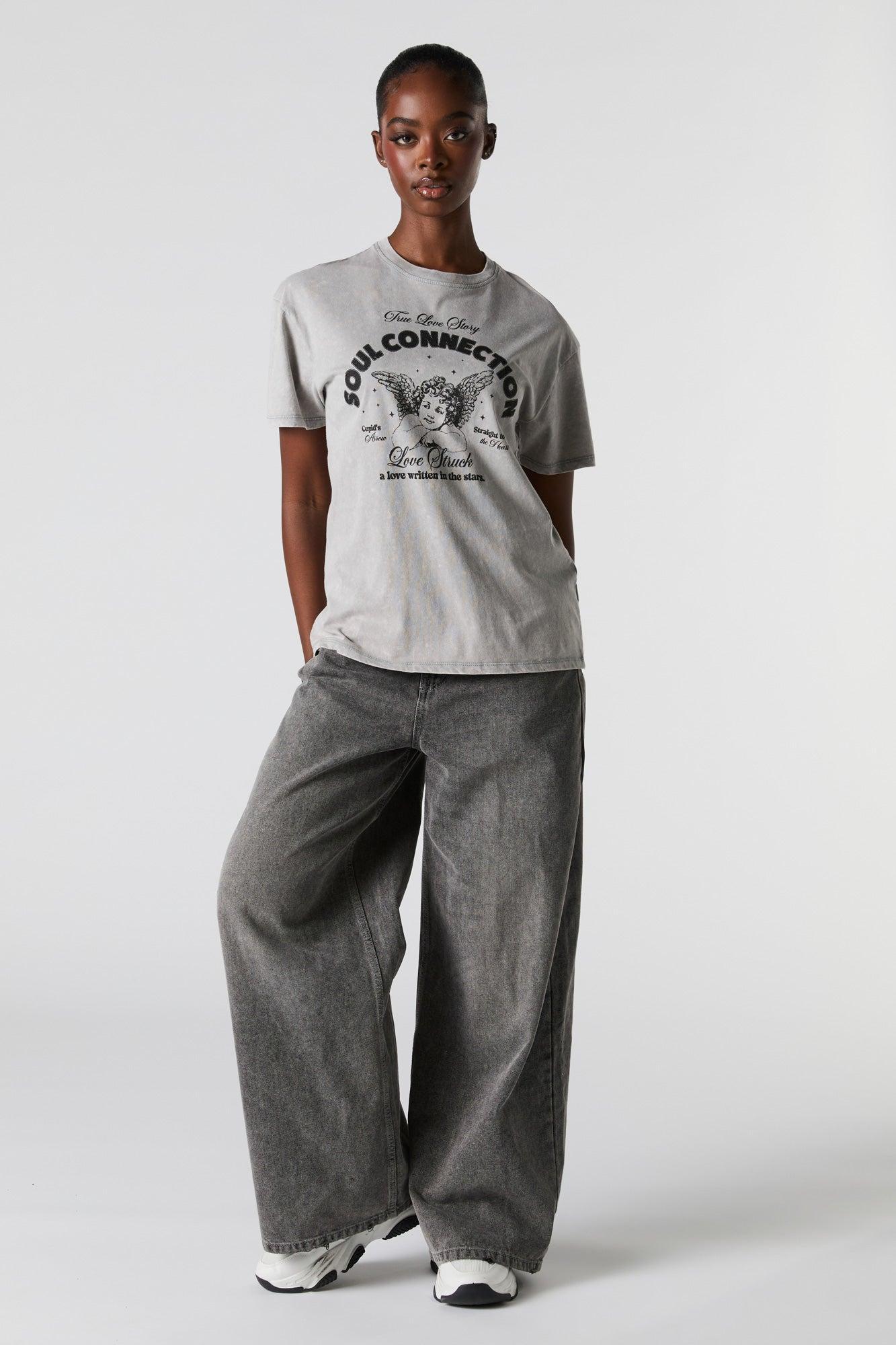 Soul Connection Graphic Washed Boyfriend T-Shirt Female Product Image